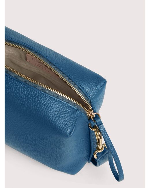 Coccinelle Blue Grained Leather Crossbody Bag Nory Small