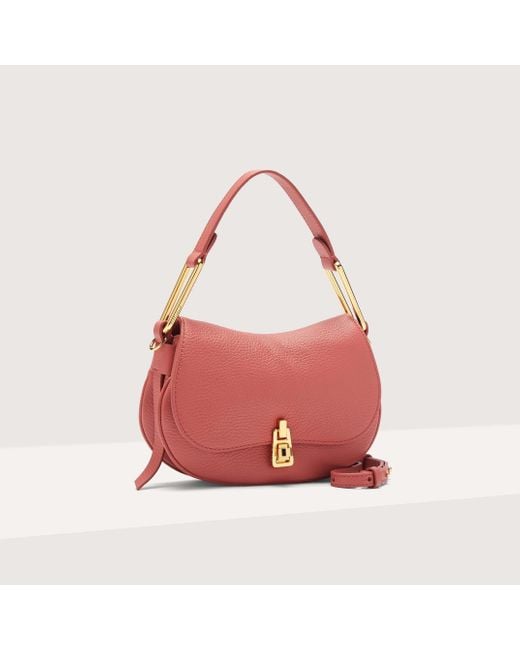 Coccinelle Red Grained Leather Handbag Magie Soft Mini