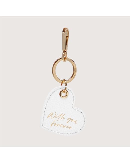 Coccinelle White Leather And Metal Key Ring Valentine