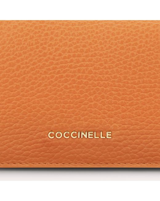 Coccinelle Orange Small Grainy Leather Purse Metallic Soft