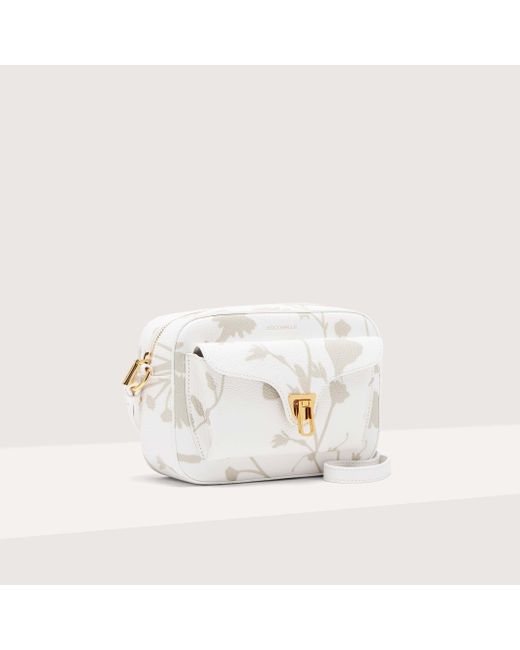 Coccinelle White Shadow Print Leather Crossbody Bag Beat Shadow Print Small