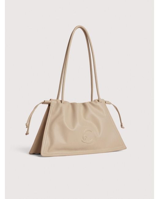 Coccinelle Natural Smooth Leather Shoulder Bag Dulse Medium