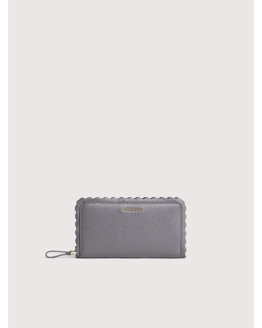 Coccinelle White Grained Leather Wallet Leather Lace Large