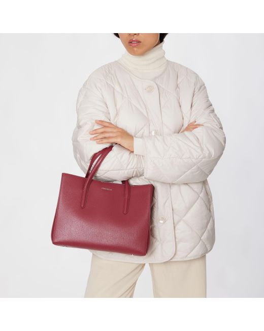 Coccinelle Saffiano Leather Handbag Swap Textured Medium in Purple | Lyst
