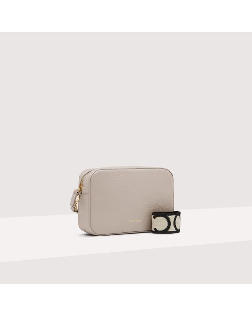 Coccinelle Gray Grained Leather Crossbody Bag Tebe