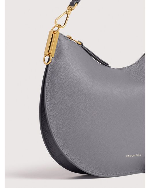 Coccinelle Gray Two-Sided Leather Shoulder Bag Sunup Medium