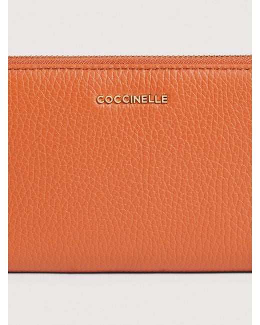 Coccinelle Multicolor Large Grainy Leather Zip-Around Purse Metallic Large