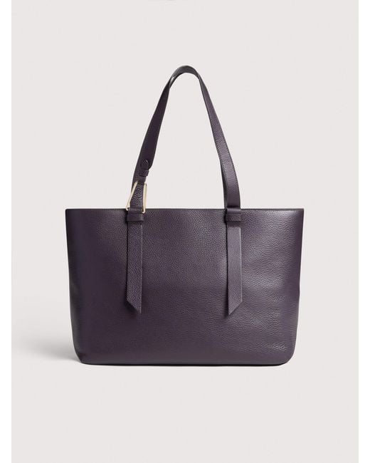Coccinelle Purple Grained Leather Tote Bag Malory Large