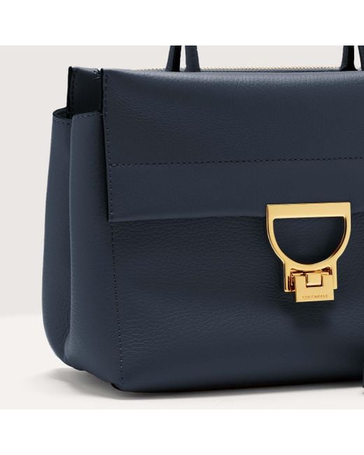 Coccinelle Blue Grained Leather Handbag Arlettis Medium