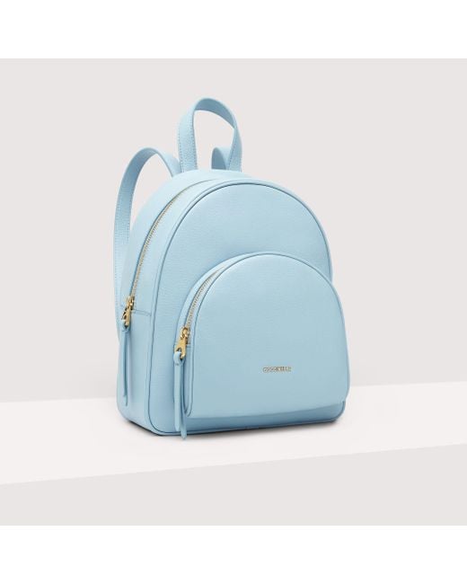 Coccinelle Blue Grained Leather Backpack Gleen Medium