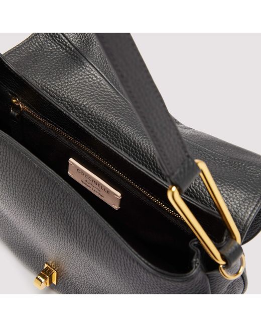 Coccinelle Black Grained Leather Handbag Magie Medium
