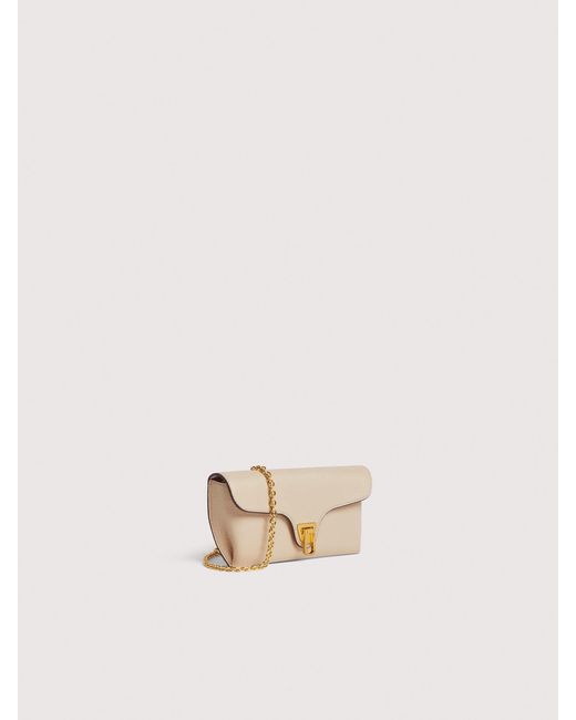 Coccinelle Natural Grained Leather Handbag Double Beat Medium