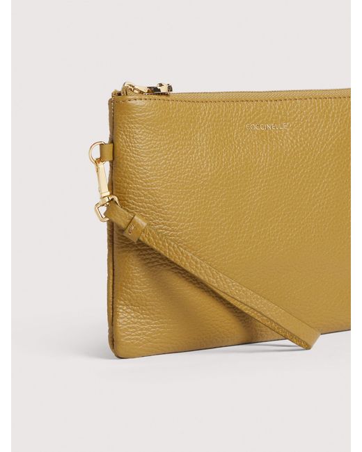 Coccinelle Natural Grained Leather Pouch C-Me Softy Medium