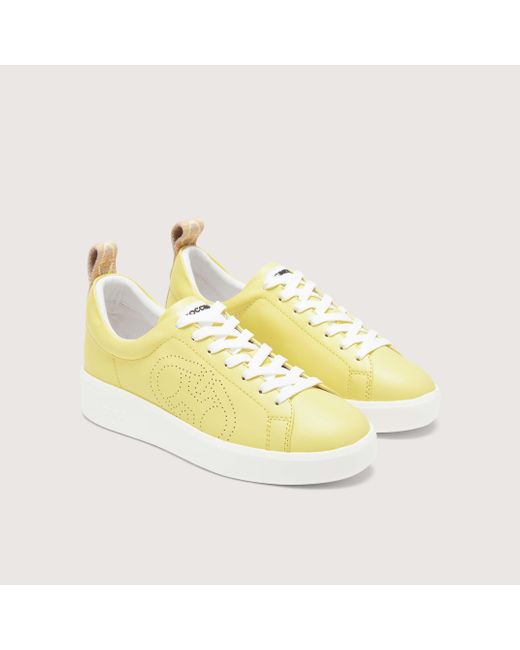 Coccinelle Yellow Smooth Leather Sneakers Monogram Perforee Sneakers