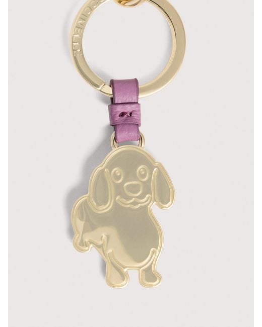 Coccinelle Natural Leather And Metal Key Ring Basic Metal