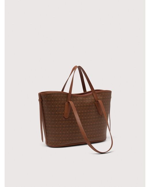 Coccinelle Brown Shopper Aus Beschichtetem Canvas Mit Monogram-Muster Und Genarbtem Leder New Never Without Bag Coated Monogram Medium