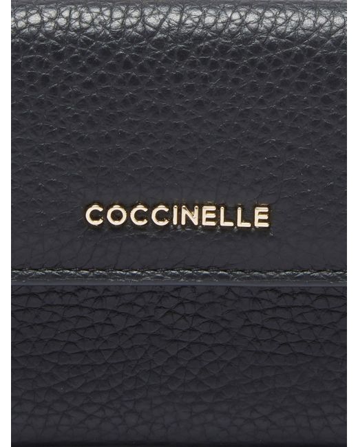 Coccinelle Gray Small Grained Leather Wallet Metallic Small