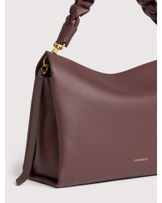 Coccinelle Purple Two-Sided Leather Shoulder Bag Boheme Medium