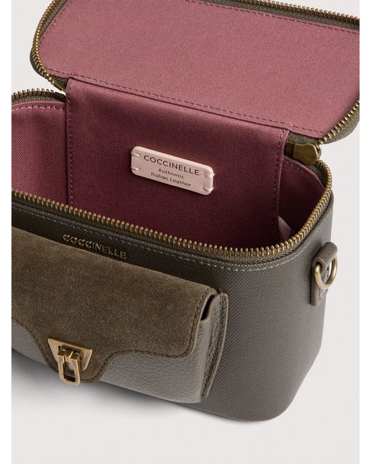 Coccinelle Natural Grained Leather, Suede And Waxed Fabric Minibag Beat Generation Mini
