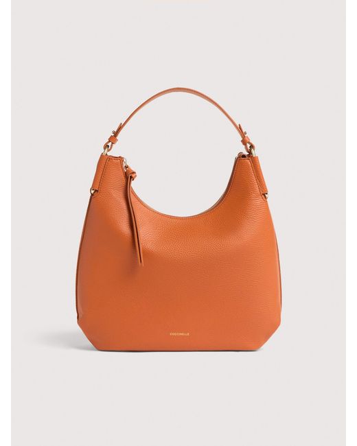Coccinelle Orange Grained Leather Shoulder Bag Rebekka Small