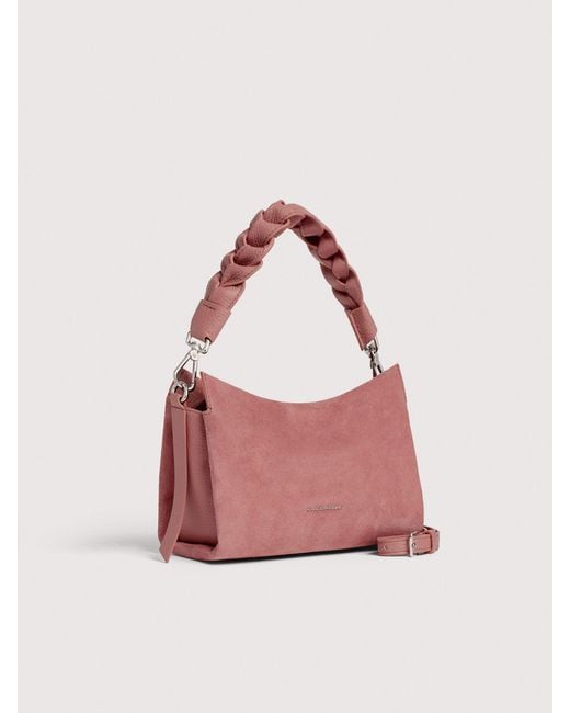 Coccinelle Pink Suede And Grained Leather Handbag Boheme Small