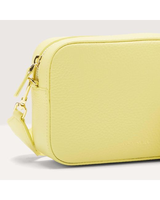 Coccinelle Yellow Grained Leather Crossbody Bag Tebe Small