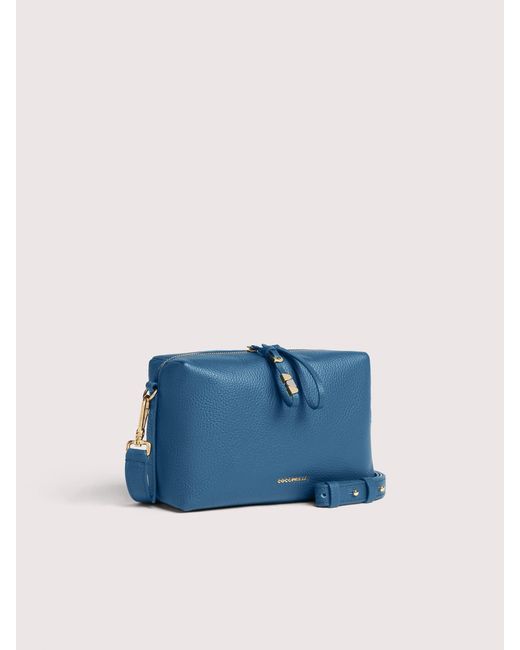 Coccinelle Blue Grained Leather Crossbody Bag Nory Small