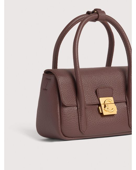 Coccinelle Pink Grained Leather Minibag C-Me Lock Mini