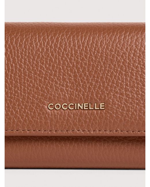 Coccinelle White Small Grained Leather Wallet Metallic Small