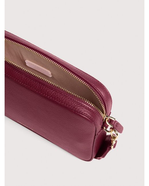 Coccinelle Pink Grained Leather Crossbody Bag Tebe Small