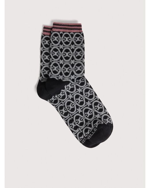 Coccinelle Black Cotton-Blend Socks Monogram