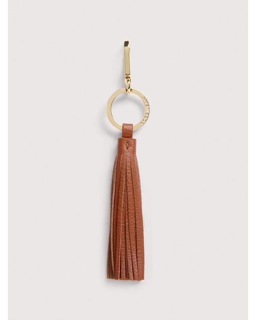 Coccinelle White Schlüsselanhänger Aus Genarbtem Leder Und Metall Tassel