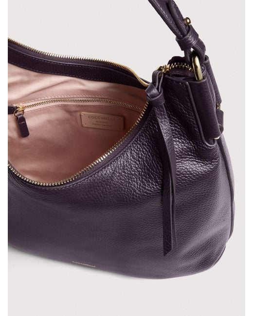 Coccinelle Blue Grained Leather Shoulder Bag Rebekka Small