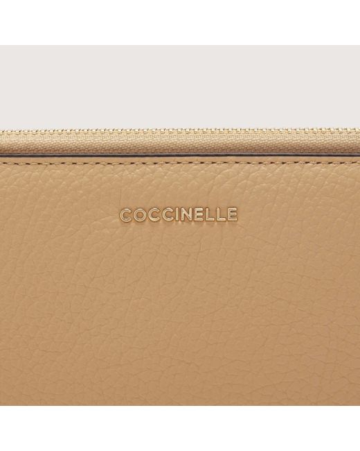 Coccinelle Natural Large Grained Leather Wallet Metallic Tricolor