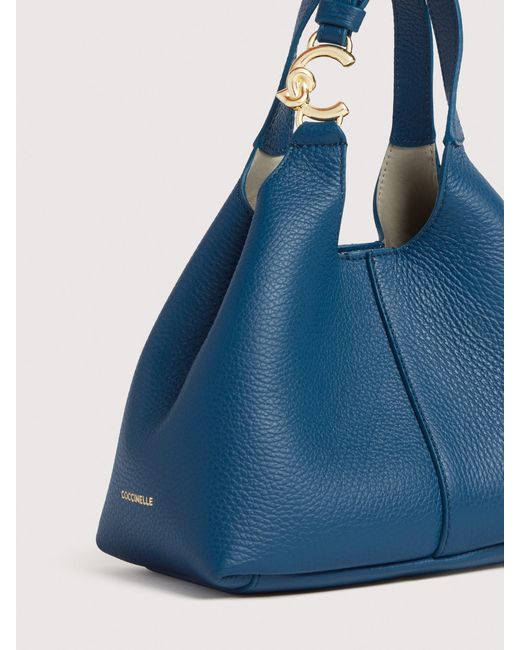 Coccinelle Blue Grained Leather Handbag C-Easy Small