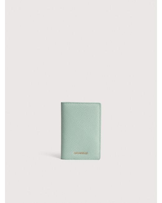 Coccinelle Blue Grained Leather Passport Holder Metallic Medium