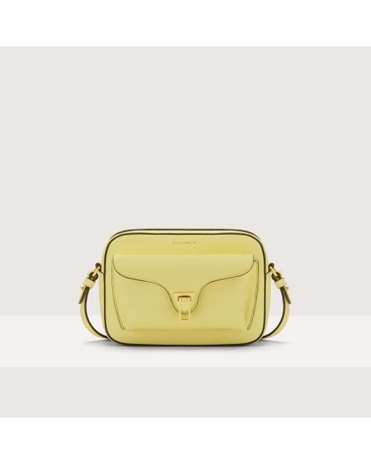 Coccinelle Yellow Grainy Leather Crossbody Bag Beat Soft Small