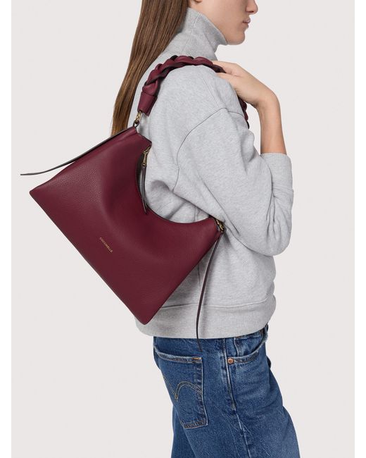 Coccinelle Blue Schultertasche Aus Doubleface-Leder Boheme Small