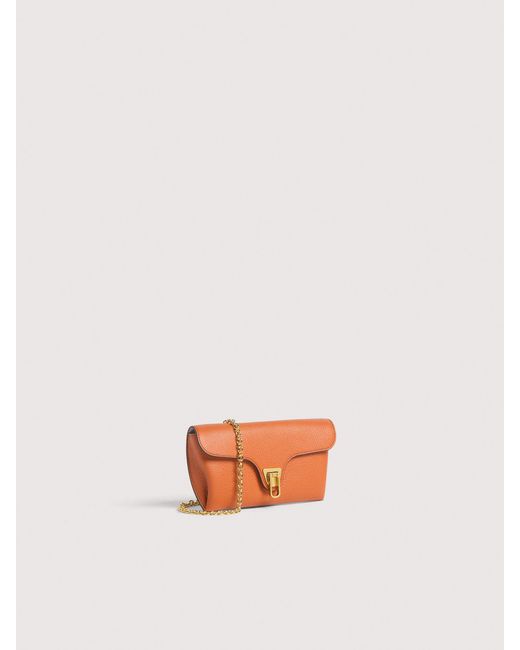 Coccinelle Orange Grained Leather Tote Bag Double Beat Large