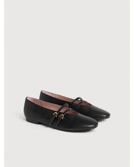 Coccinelle Black Smooth Leather Ballet Flats Risako