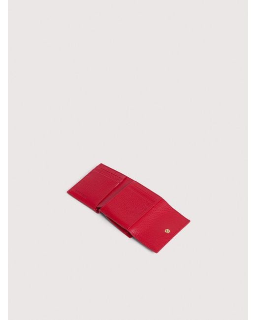 Coccinelle Pink Small Grained Leather Wallet Metallic Small