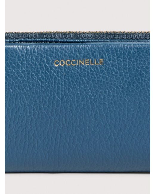 Coccinelle Blue Small Grained Leather Wallet C-Me Medium