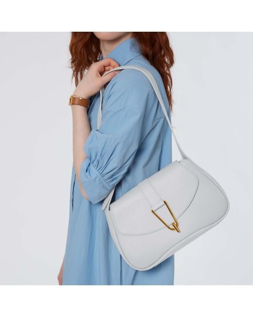 Coccinelle White Grained Leather Shoulder Bag Himma Medium