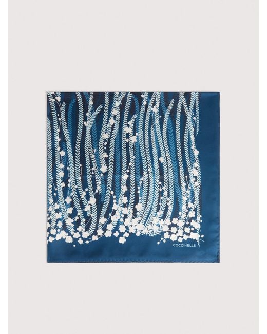 Coccinelle Blue Silk Foulard Algae