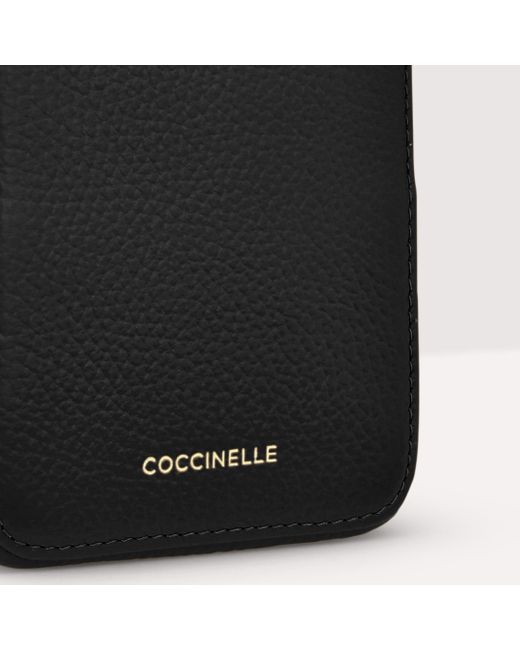 Coccinelle Black Grained Leather Phone Holder Flor