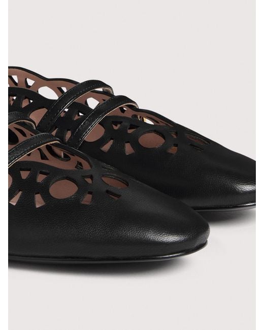 Coccinelle Black Smooth Leather Ballet Flats Risako