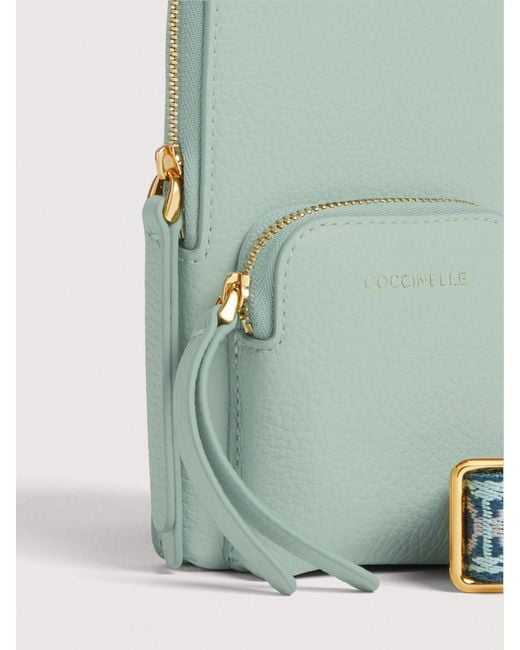 Coccinelle Green Grained Leather Phone Holder Pixie Mini