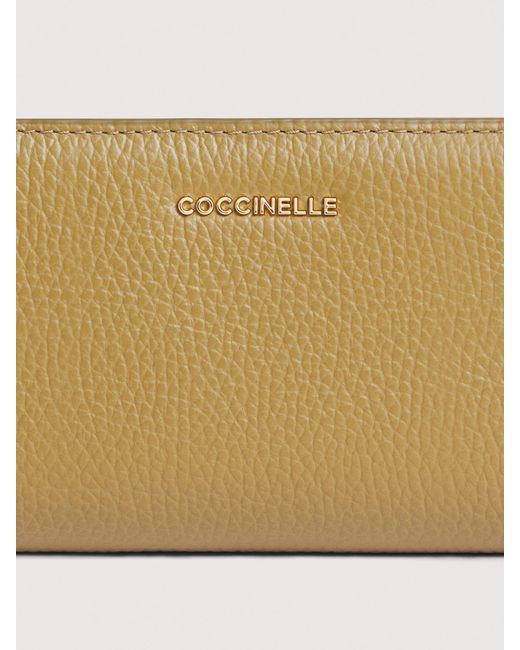 Coccinelle Natural Medium Grained Leather Wallet Metallic Medium
