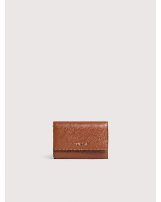 Coccinelle White Grainy Leather Purse Metallic Medium