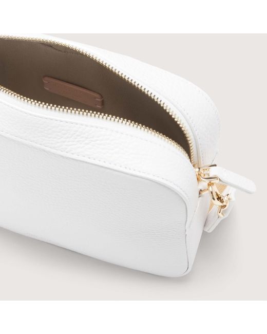 Coccinelle White Grained Leather Crossbody Bag Tebe Medium